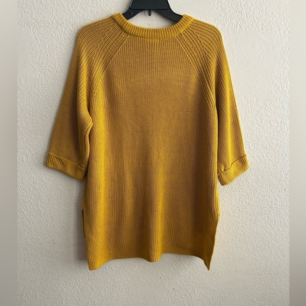 Mote Women's Mustard Yellow Knit Pullover 3/4 Sleeve Casual Sweater S - Picture 3 of 8